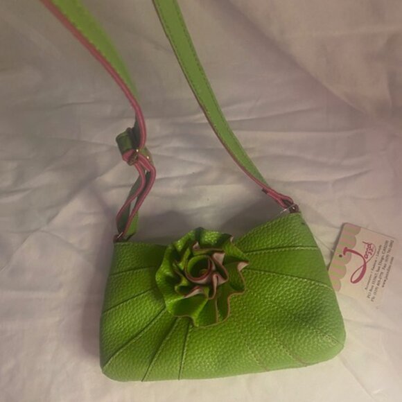 Jazzd crossbody/shoulder Bag/purse in green with pink outline and cute flower - Picture 1 of 6